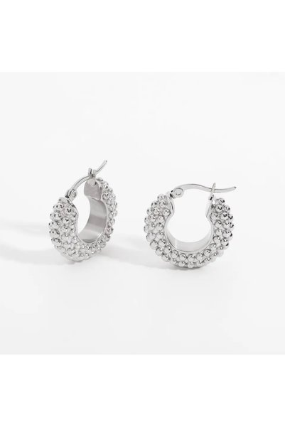 Silver Hoop Huggie Earrings