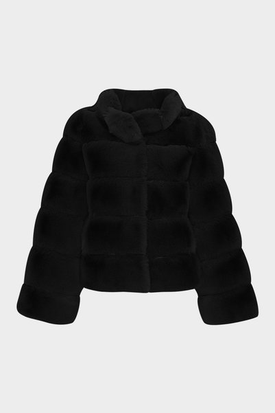 Premium Stand-Up Collar Women's Rex Faux Fur Jacket