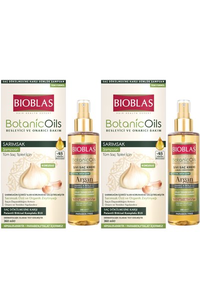 Botanic Oils Garlic Shampoo 360ml + Argan Liquid Hair Conditioner 200ml (2 Pieces)