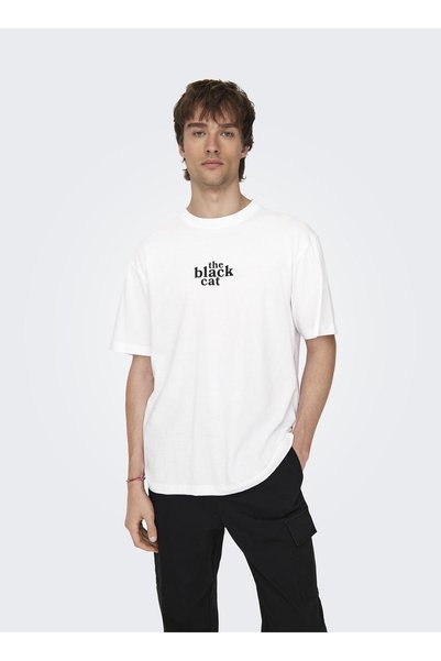 O Collar Printed White Men's T-Shirt 22027893_Onscelebrity Life Rlx Ss t