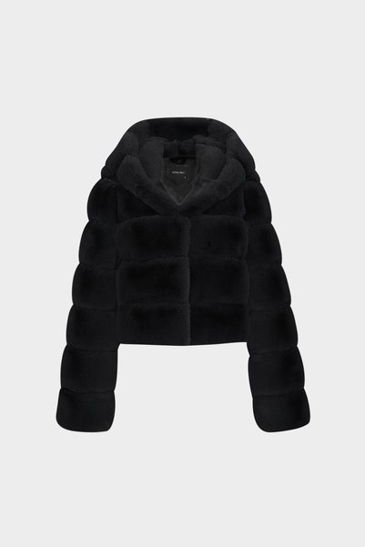 Premium Hooded Women's Rex Faux Fur Jacket