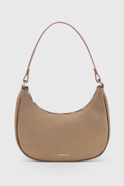 Women's Brown Canvas Half Moon Handbag 242