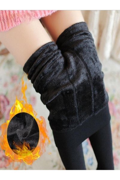 Ravena Model Hairy Woven Thin Pantyhose that Keeps Warm, Tightens and Tightens, Black Color