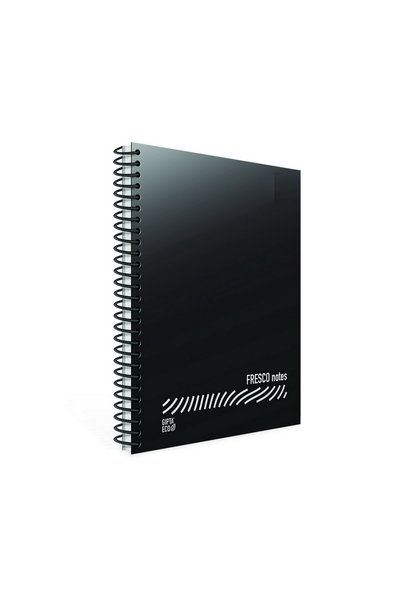 Fresco A4 80 Sheets Plastic Cover Spiral Notebook (4890) Checkered Black