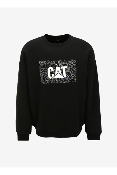Black Men's Crew Neck Oversized Printed Sweatshirt C3Wm-Swt-21