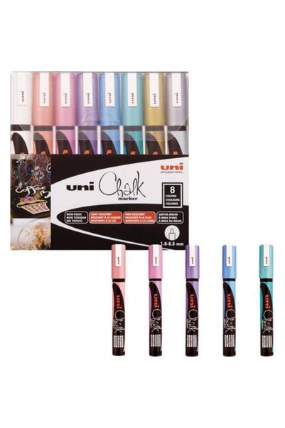1.8-2.5 mm Round Tip Water Based Liquid Chalk Pen Metallic Set of 8