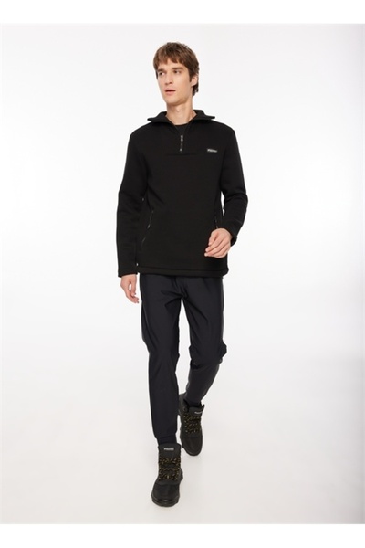 Black Men's Bato Collar Sweatshirt D3Wm-Swt40