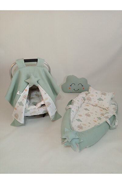 Babynest прекривка за количка, перница за количка, чаршаф за количка и перница облак 6 парчиња