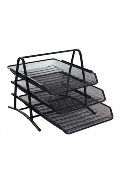 Stilo 3-Piece Black Document Rack - File Rack - 3-Tier Document Rack - Metal Document Rack