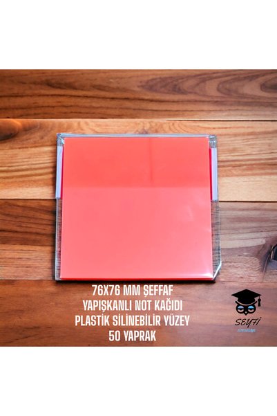 Orange 76X76 mm - Transparent Adhesive Plastic Note Paper, Erasable Surface 50 Sheets