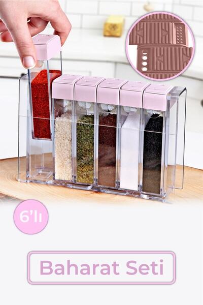 6-Piece Spice Rack with Stand and Lids No Coller