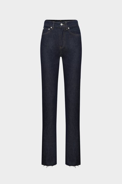 High Waist Straight Dark Blue Straight Leg Seamless Jeans