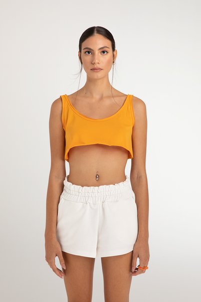 Cotton Wide Cut Crop Top Bustier