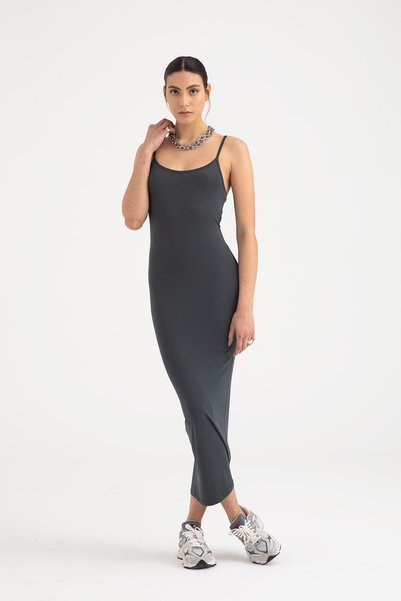 Soft Touch Rope Strap Dress Smoked
