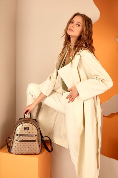 Gold Monogram Women's Backpack 05PO22Y1577