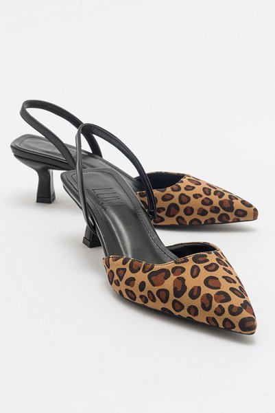 Over Black Yellow Patterned Women's Heeled Shoes