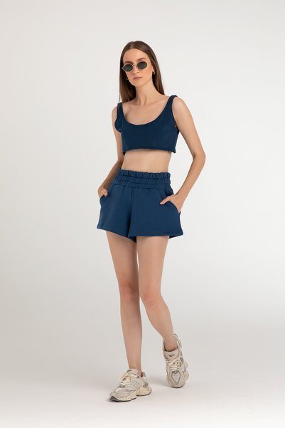 High Waist Pocket Shorts Indigo