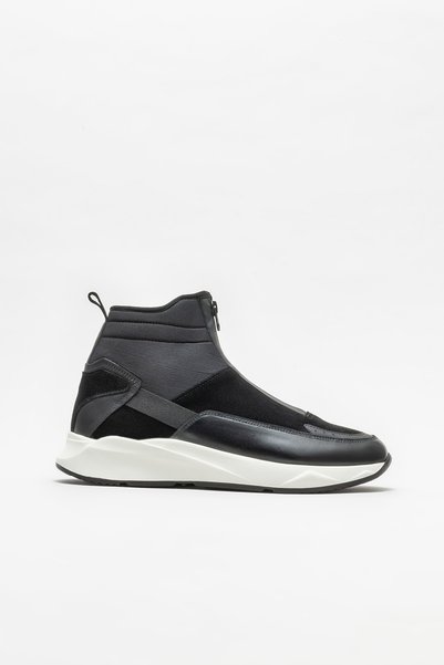 Black Leather Men's Sports Boots