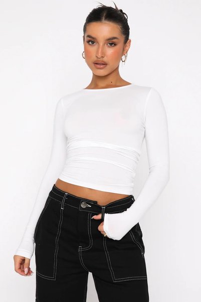 White Basic Slim Women's Bodysuit MG1994