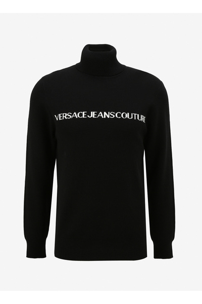 Half Turtleneck Slim Fit Black - White Men's Sweater 75GAFM07CM06HA0E