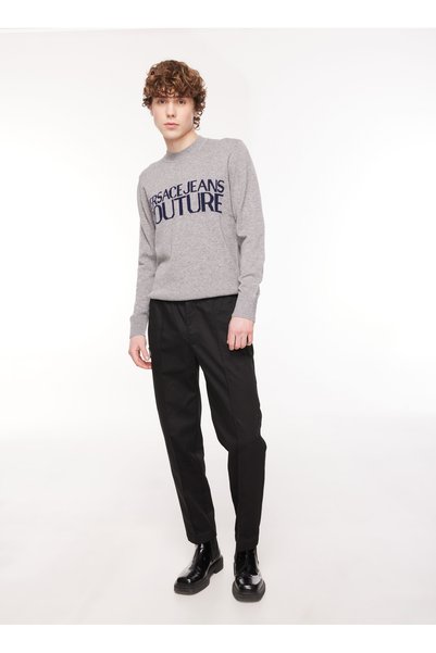 Crew Neck Slim Fit Gray - Blue Men's Sweater 75GAFM01CM31HMGP