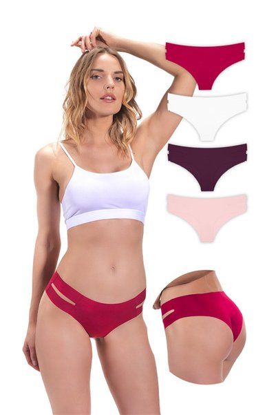 Basic Laser Cut Women's Hipster Panties 4-Pack - 2