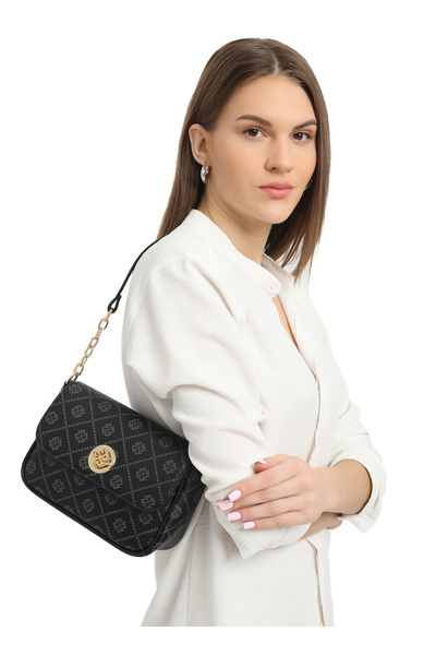 Women's Black 22x16x8 cm Portfolio Bag 05FO24Y5016