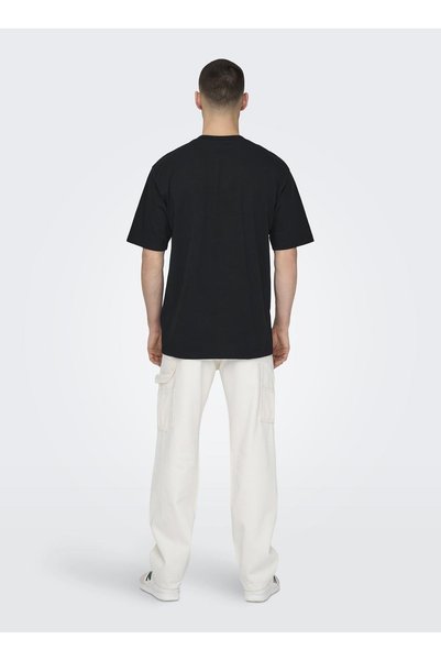 O-Neck Printed Black Men's T-Shirt Onslawson Life Rlx Varisty Ss Tee