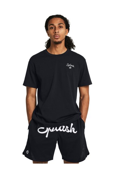 Men's Black Crew Neck T-Shirt 1383379 -001 Curry Emb Splash Tee
