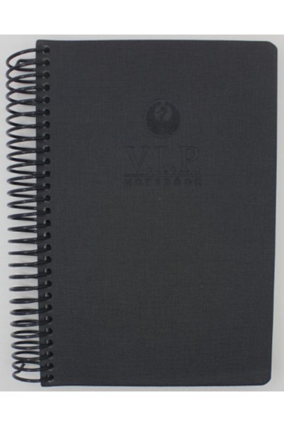 Vip Spiral Leather Cover Notebook 17x24 140 Sheets Checkered Black