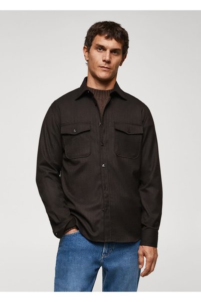 Cotton shirt jacket with pockets on the chest