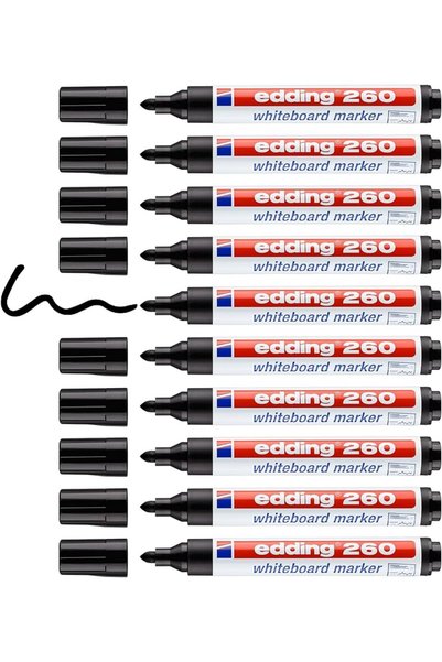 Eding 260 Black Board Pen 10 Pcs