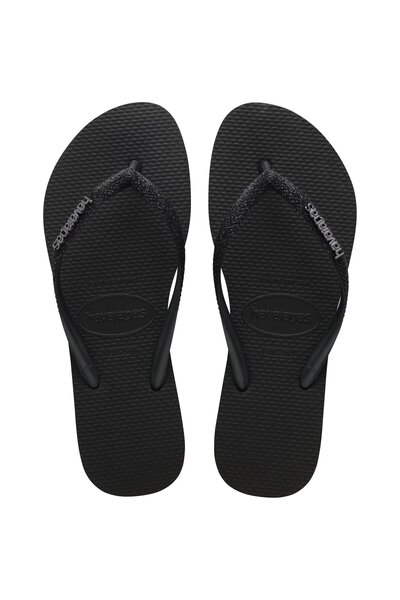 Slim Glitter Black Women's Slippers