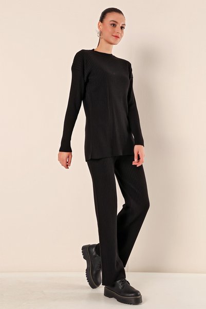 15826 Ribbed Two-Piece Set - Black