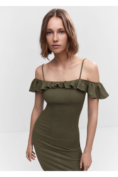 Ruffled knit dress