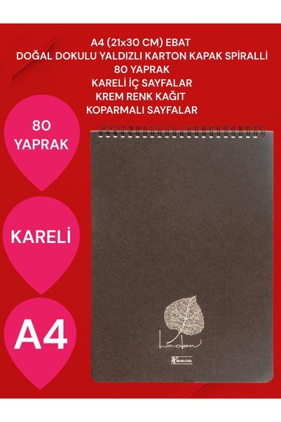 CHECKED A4 (21x30 CM) 80 SHEETS CARTON COVER SPIRAL CREAM COLOR SHAPES WITH TOP OPEN