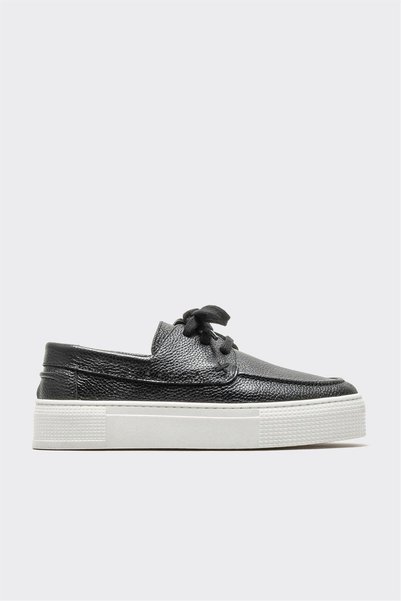 Black Leather Women's Casual Shoes