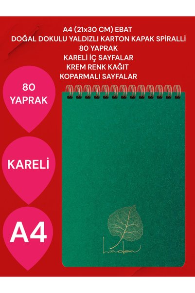 CHECKED A4 (21x30 CM) 80 SHEETS CARTON COVER SPIRAL CREAM COLOR SHAPES WITH TOP OPEN