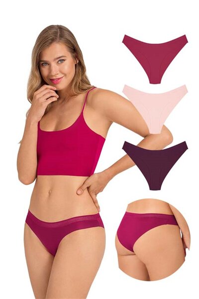 Laser Cut Bikini Panties with Mesh Elastics 3 Pack