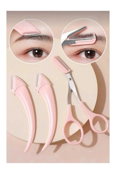 Pink Eyebrow Scissors Eyebrow Razor Set of 2