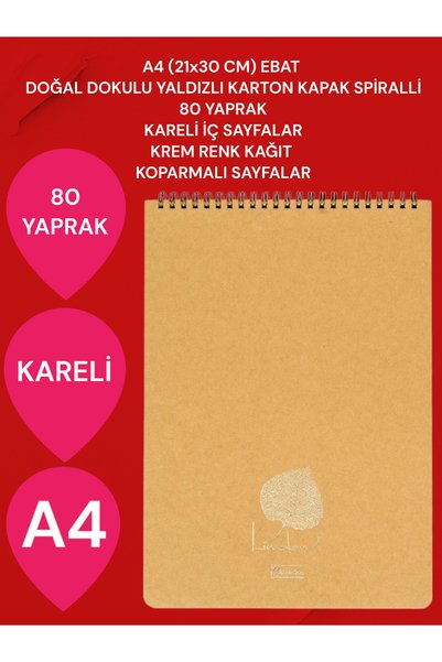 CHECKED A4 (21x30 CM) 80 SHEETS CARTON COVER SPIRAL CREAM COLOR SHAPES WITH TOP OPEN
