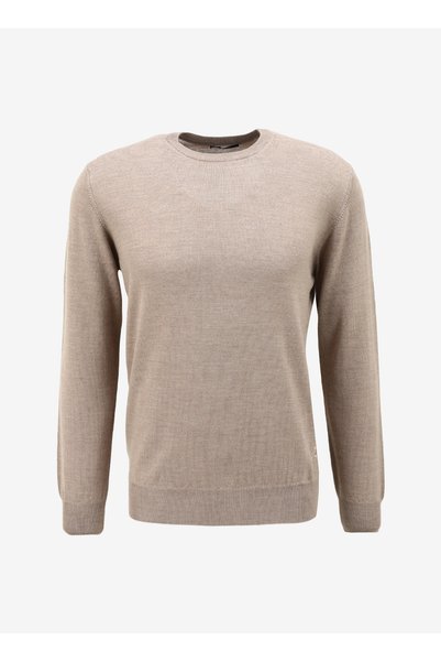 Crew Neck Slim Fit Brown Men's Sweater 6110113097