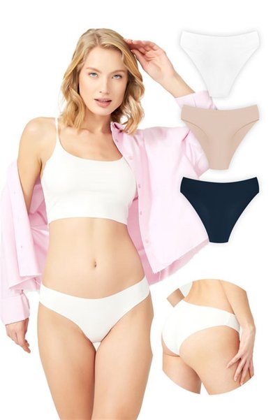 Classic Basic Laser Cut Bikini Panties 3 Pack - 2