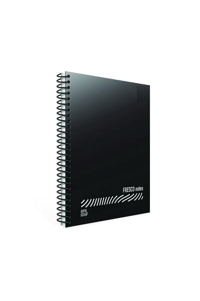 Fresco A5 96 Sheets Plastic Cover Spiral Notebook (4944) Striped Black