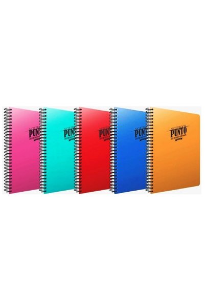 Punto A4 100 Sheets Checkered Plastic Cover Spiral Notebook 5 Pieces
