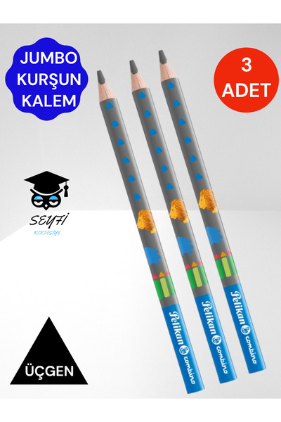 Pelikan Jumbo Triangle Pencil 3 Pieces Combino Animal Patterned Starter Pencil B Degree