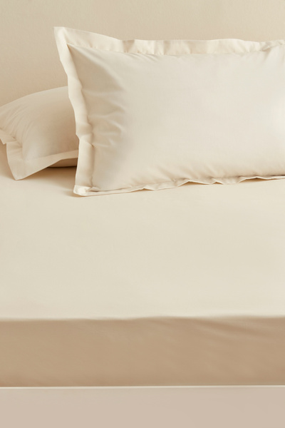 Fitted Single Bed Sheet Ecru 100x200+30 cm
