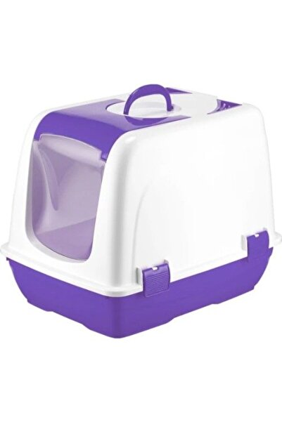 Mikopet мала затворена тоалетна кутија за мачки виолетова