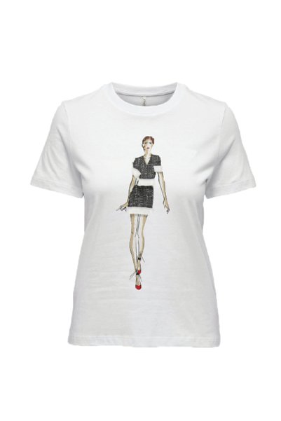 O Neck Printed Light White Women's T-Shirt Onlmolly Reg S/S Ladies Top Box Jrs