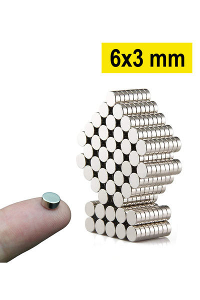 Тркалезен неодимиумски магнет, 25 парчиња, 6x3 mm, силен магнет, квалитет N35